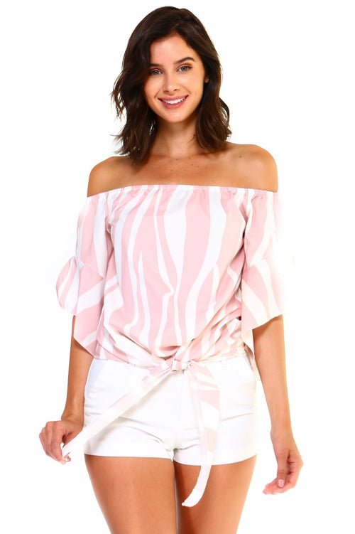 Women's Strapless Striped Bandage Blouse - Busy Bee Bazaar